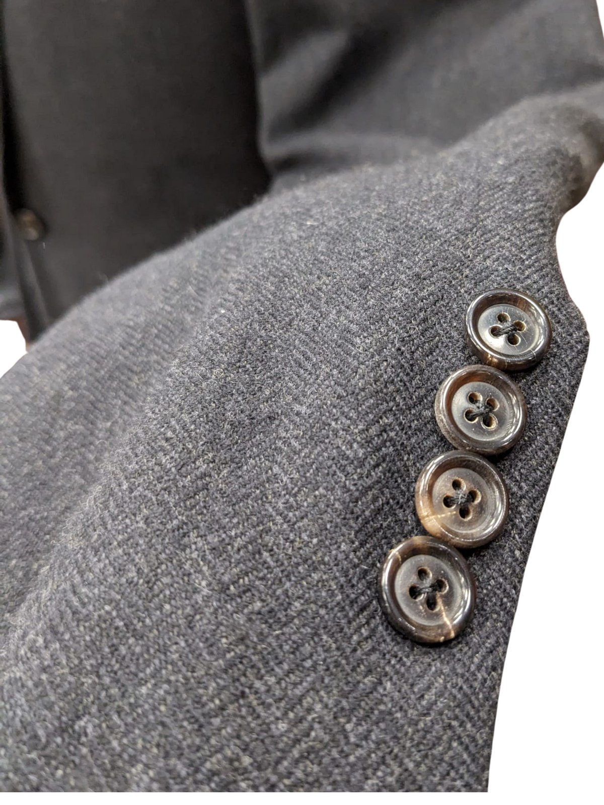 Ralph Lauren Mens Black Herringbone 38L 100% Wool 2 Piece Suit