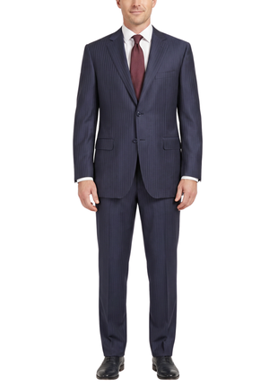 Canali Blue Striped Modern Fit Notch Lapel  Wool 2-piece Suit