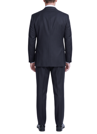 Sartoria Mazara Mens Black Tonal Striped Classic Fit  Wool 2 Button Suit - The Suit Depot