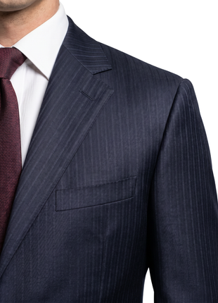 Canali Blue Striped Modern Fit Notch Lapel  Wool 2-piece Suit