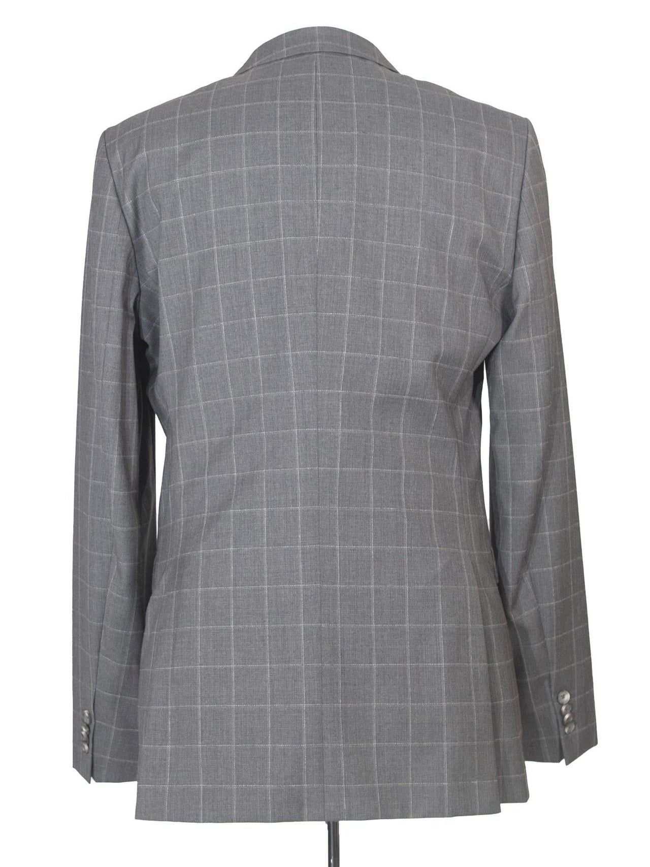 Hugo Boss Mens 42L Gray Windowpane 100% Wool Slim Fit 2 Piece Suit