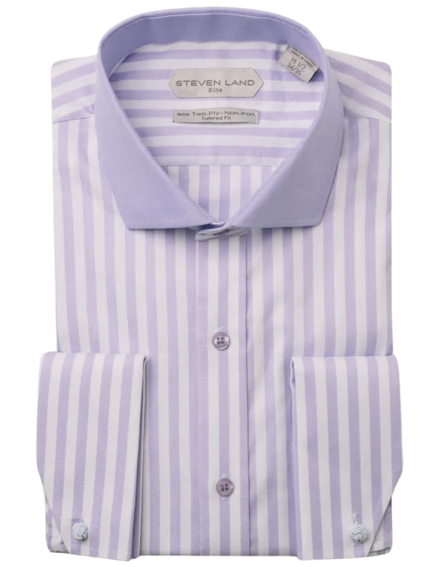 lavender french cuff dress shirt Steven Land Mens Solid Lavender Regular Fit Cotton French Cuff Dress Shirt, 17 / 36/37