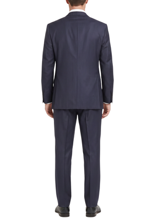 Canali Blue Striped Modern Fit Notch Lapel  Wool 2-piece Suit