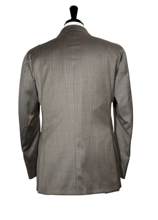 Luigi Bianchi Mantova Mens Brown Herringbone Notch Lapel Classic Fit 2-Button Wool Silk Suit - 40R