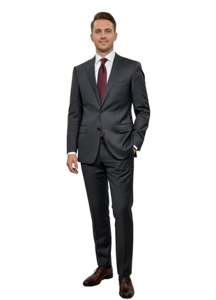 Sartoria Partenopea Mens Solid Charcoal Notch Lapel Slim Fit 3-button Wool Suit - 44R