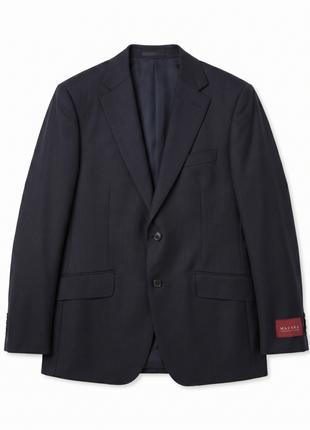 Sartoria Mazara Mens Black Tonal Striped Classic Fit  Wool 2 Button Suit - The Suit Depot