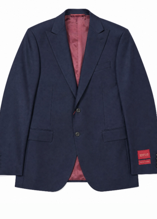 Mazara Mens Solid Navy Slim Fit Peak Lapel Wool Cashmere Blend 2-Button Suit
