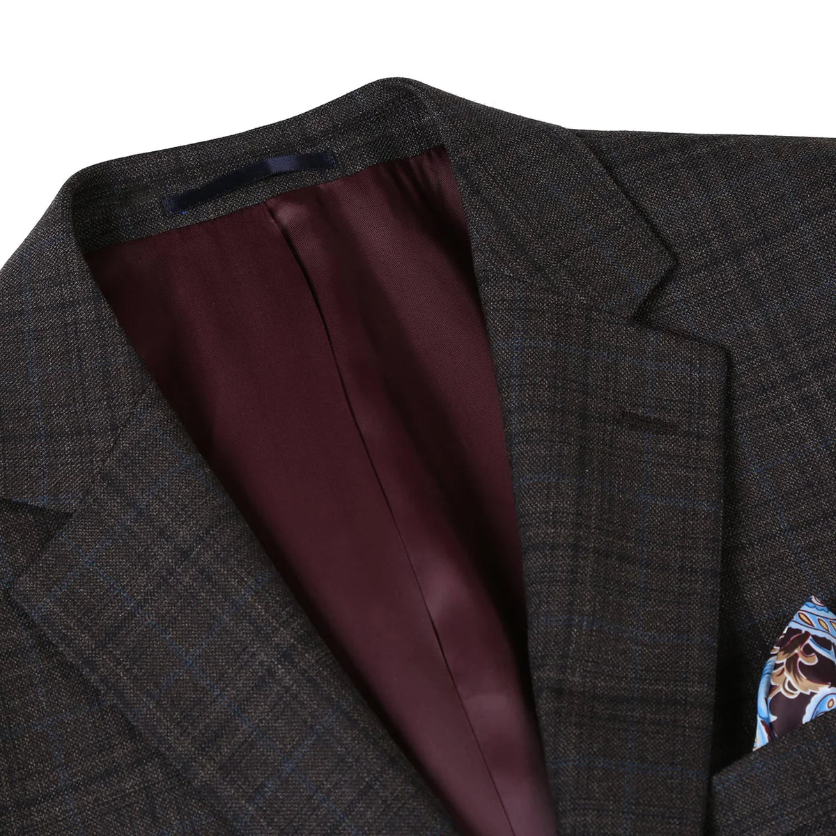 Raphael Men&#39;s Brown Plaid Wool Blend Classic Fit Blazer Sportcoat