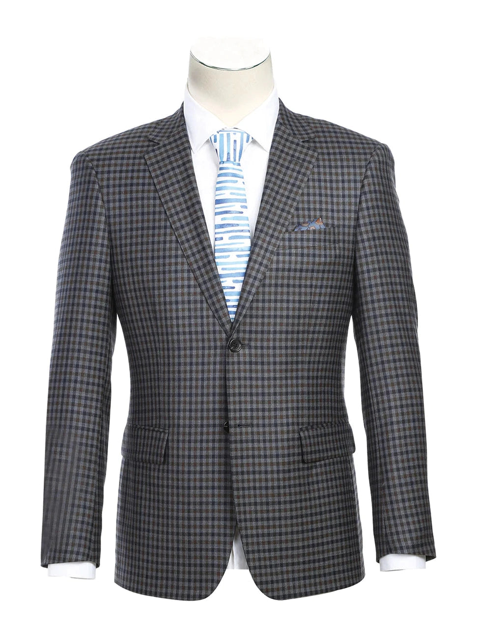 Raphael Men's Charcoal Check 100% Wool Slim Fit Blazer Sportcoat