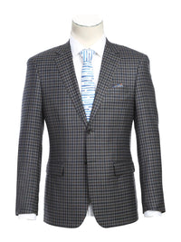 Thumbnail for Raphael Men's Charcoal Check 100% Wool Slim Fit Blazer Sportcoat