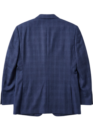 Sartoria Mazara Mens Navy Blue Plaid Classic Fit Wool Blend 2 Piece Suit