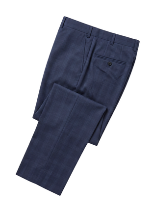 Sartoria Mazara Mens Navy Blue Plaid Classic Fit Wool Blend 2 Piece Suit