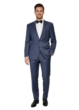Lauren Ralph Lauren Mens Blue Textured Notch Lapel Slim Fit 2-button Wool Suit - 50L