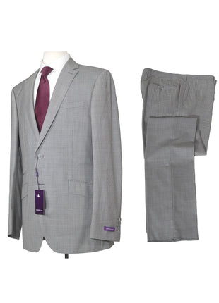 Napoli Mens 44L Gray Check 100% Ermenegildo Zegna Wool Slim Fit 2 Piece Suit