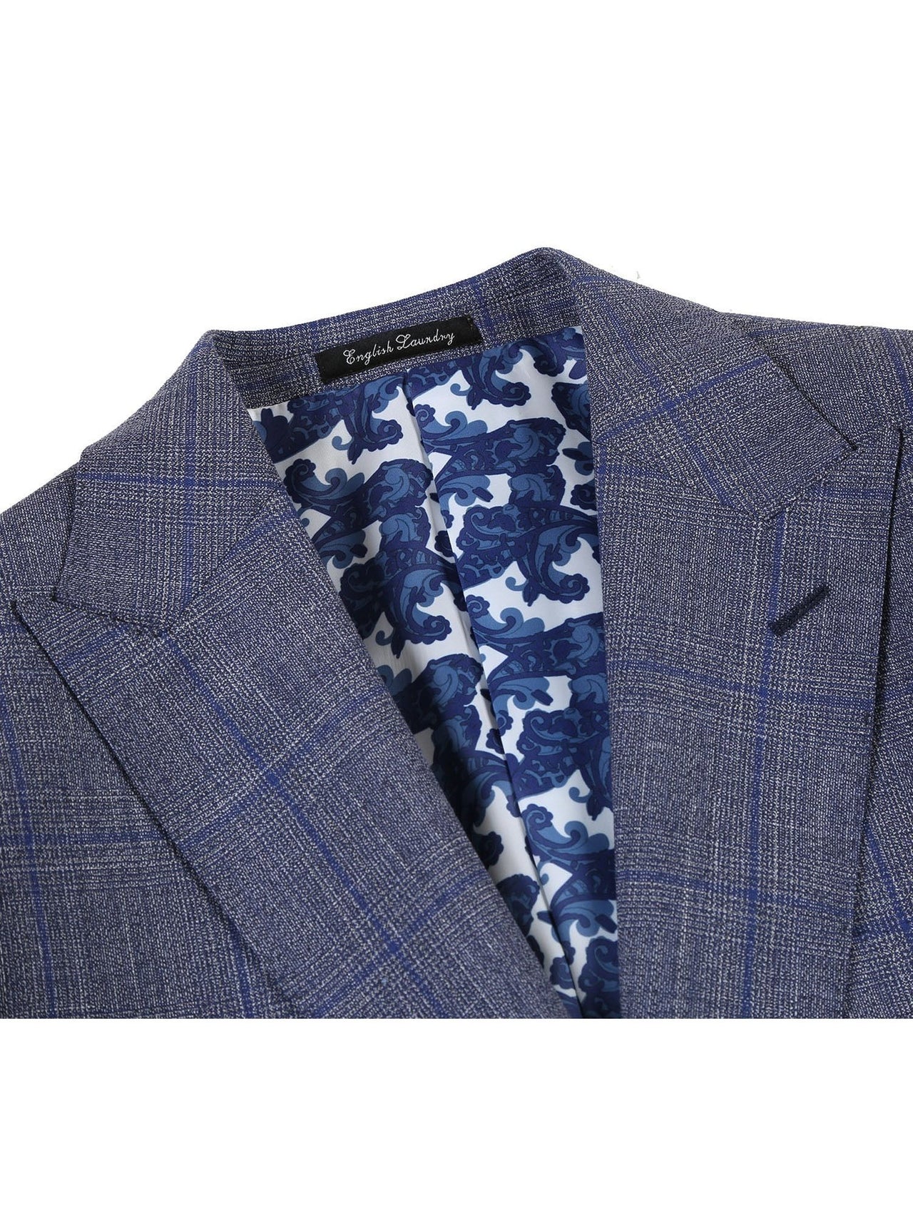 Gray with Blue Windowpane Wool Suit