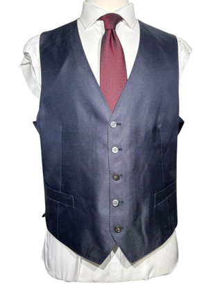 Corneliani Mens Solid Navy Blue Fully-Canvassed Notch Lapel Slim Fit 3-Piece Wool Suit - 44R
