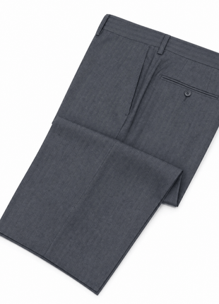 Ermenegildo Zegna Men's Charcoal Herringbone Notch Lapel Classic Fit 2-Button Wool Suit - 48R