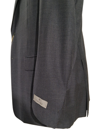 Canali Grey Micro Check 100% Wool Suit 46L