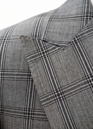 Mazara Mens Black & White Plaid Classic Fit Peak Lapels 3-Piece Wool Suit