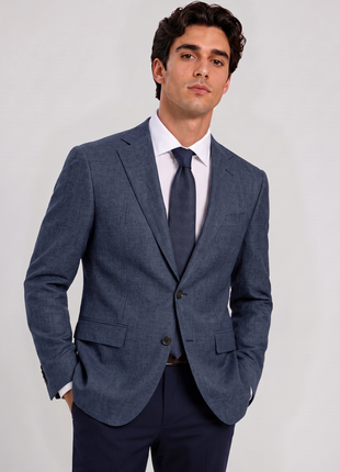 Canali Steel Blue Microcheck Modern Fit Notch Lapel Wool Stretch 2 Button Sport Coat 38R