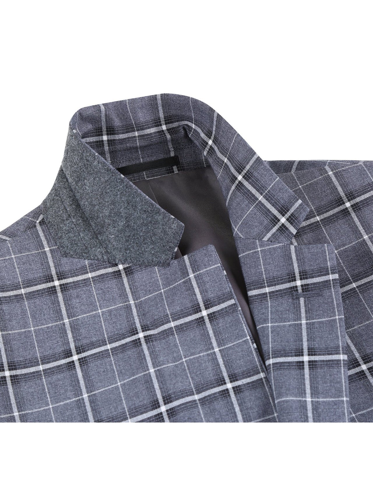 Men's Classic Fit Single Breasted Grey & White Check Suits