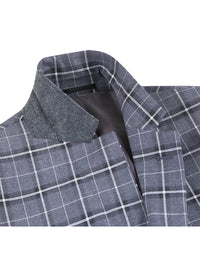 Thumbnail for Men's Classic Fit Single Breasted Grey & White Check Suits