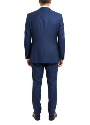 Centrion Mens Tonal Windowpane Navy Notch Lapels Classic Fit 2 Button Wool Suit