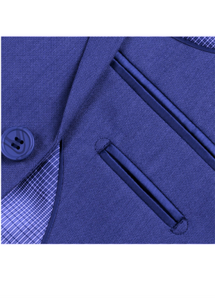 Raphael Blue Textured Slim Fit Notch Lapel Patch Pockets Two Button Stretch Travel Suit