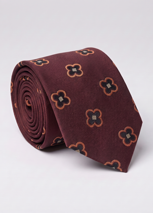 Letteriello Chocolate Quatrefoil  Italian Silk Neck Tie