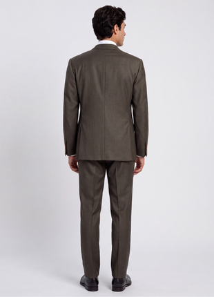 Sartoria Partenopea Mens Olive Textured Notch Lapel Classic Fit 3-button Wool Suit - 40R