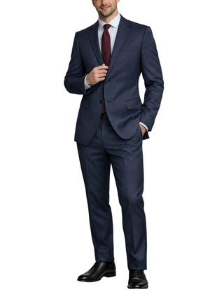 Centrion Micro-Check Blue Classic Fit Notch Lapel 2-Button Wool Suit
