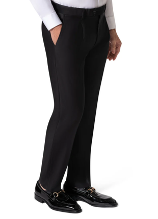 Berragamo Elegant Solid Black Modern Fit Peak Lapels Double Breasted Wool Suit