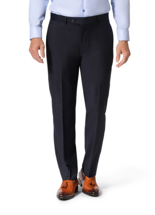 Beragamo Elegant Mens Navy Subtle Windowpane Modern Fit Notch Lapel Wool 2 Button Suit