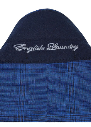 English Laundry Blue Tonal Windowpane Slim Fit Notch Lapel 2 Button Wool Suit