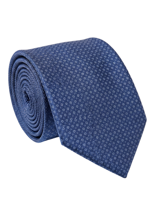 Premium Silk Navy Blue Micro Circle Geometric Silk Hand-Made Tie