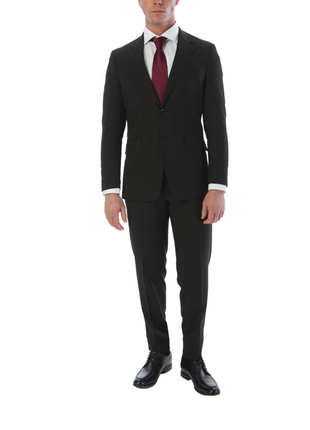 Sartoria Mazara Mens Slim Fit Black 100% Wool 2 Piece Suit