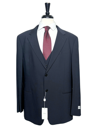 Armani Collezioni Navy Tonal Pinstriped Notch Lapel 3-Piece wool Stretch Suit - 48R