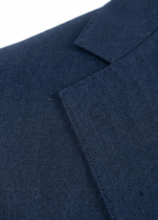 Cardeliano Mens Navy Blue Textured Half-Canvassed Slim Fit Notch Lapels 2 Button Wool Suit