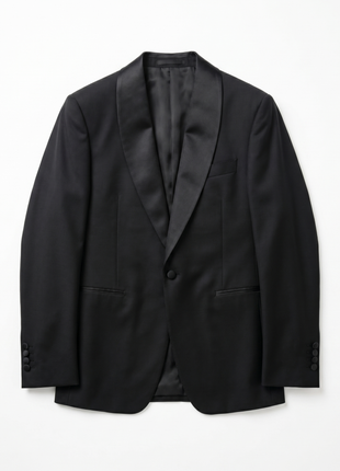 Mazara Mens Solid Black Shawl Lapel Classic Fit Wool One-Button Formal Tuxedo Suit.