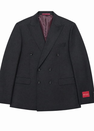 Mazara Mens Solid Black Classic Fit Double Breasted Wool Blend Suit