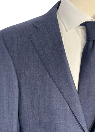 Canali Blue Pinstriped Notch Lapel 100% Wool Classic Fit 2 Button Suit 44L