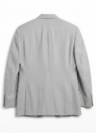 Blujacket Mens Grey Subalpino Cotton Regular Fit Seersucker Suit - The Suit Depot