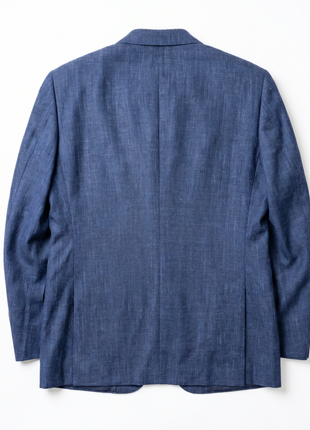 Brunello Cucinelli Mens Blue Heathered Textured Notch Lapel Slim Fit 3-Button Wool Blend Suit with Ticket Pocket  - 44L