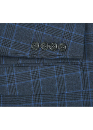 Men's Two Piece Classic Fit Windowpane Check Dress Suit