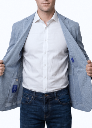 Bergamo Light Blue Technical Weave Slim Fit 4-Way Stretch Air Blazer