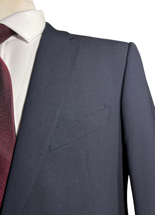 Armani Collezioni Solid Dark Blue M-Line Notch Lapel Modern Fit 2 Button Wool Suit - 44R