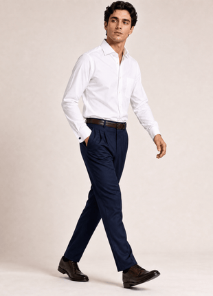 Christopher Morris Solid White Classic Fit Cotton Cutaway Collar Non-Iron French Cuff Dress Shirt