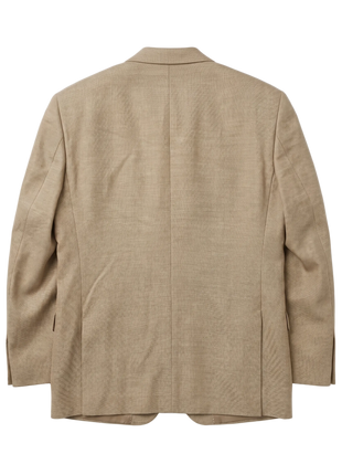 Beragamo Beige Textured Modern Fit Notch Lapel 2-Button Wool Sport Coat