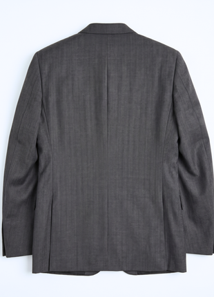 Bartorelli Napoli Mens Blue-Gray Subtle Pinstripe Notch Lapel Classic Fit 2-Button Wool Suit with Ticket Pocket  - 40L