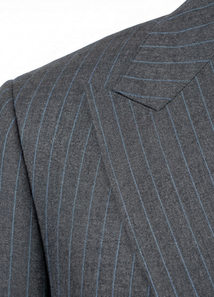 Mazara Mens Dark Gray with Navy Pinstripe Classic Fit Double Breasted Wool Suit